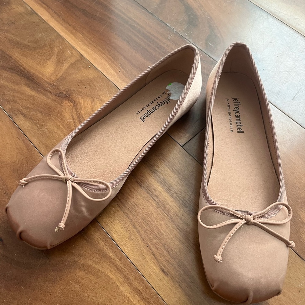 Jeffrey Campbell blush pink satin ballet flats - worn once!